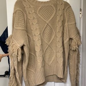 Fringe Cable Knit Sweater from Vici
